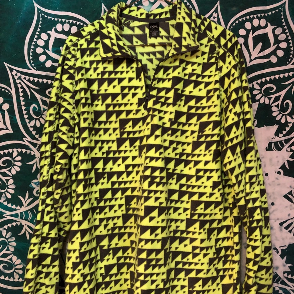 Men’s large neon green half zip jacket